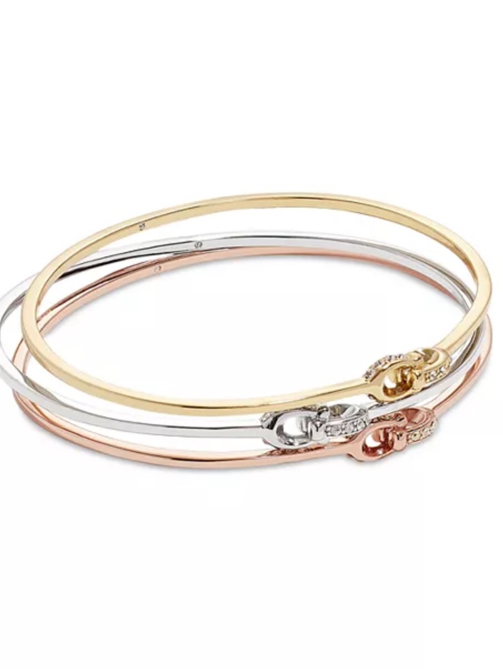 Coach Interlocking Pavé Logo Bangle Bracelet Set